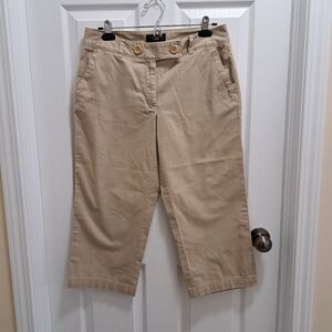 Talbots Cropped Pant Wide Leg Capri Length Women's Size 8 Khaki Beige